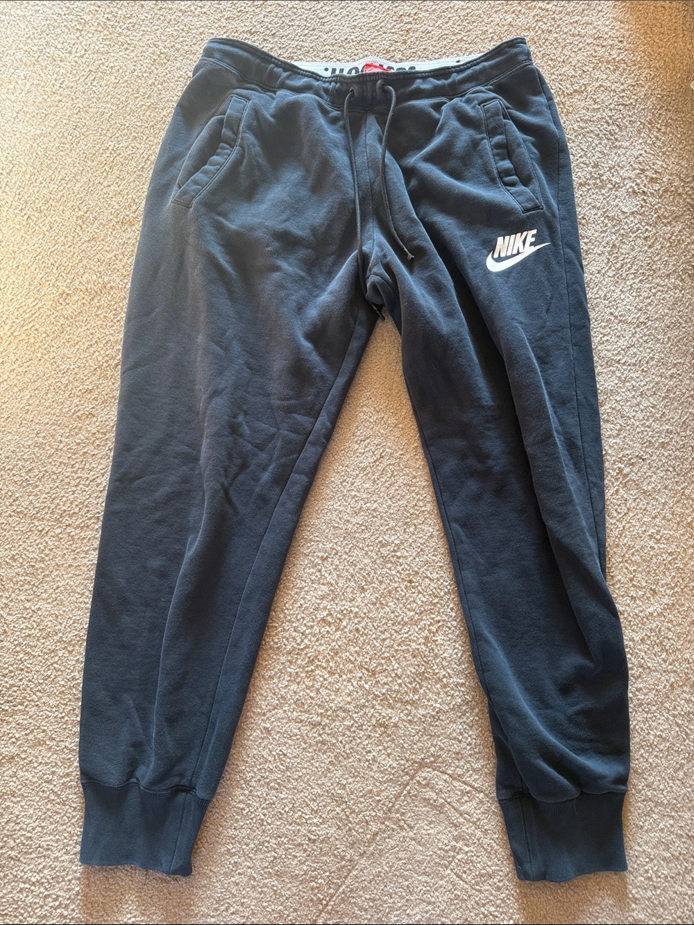 Nike Black Men’s Jogger Pants with White Swoosh